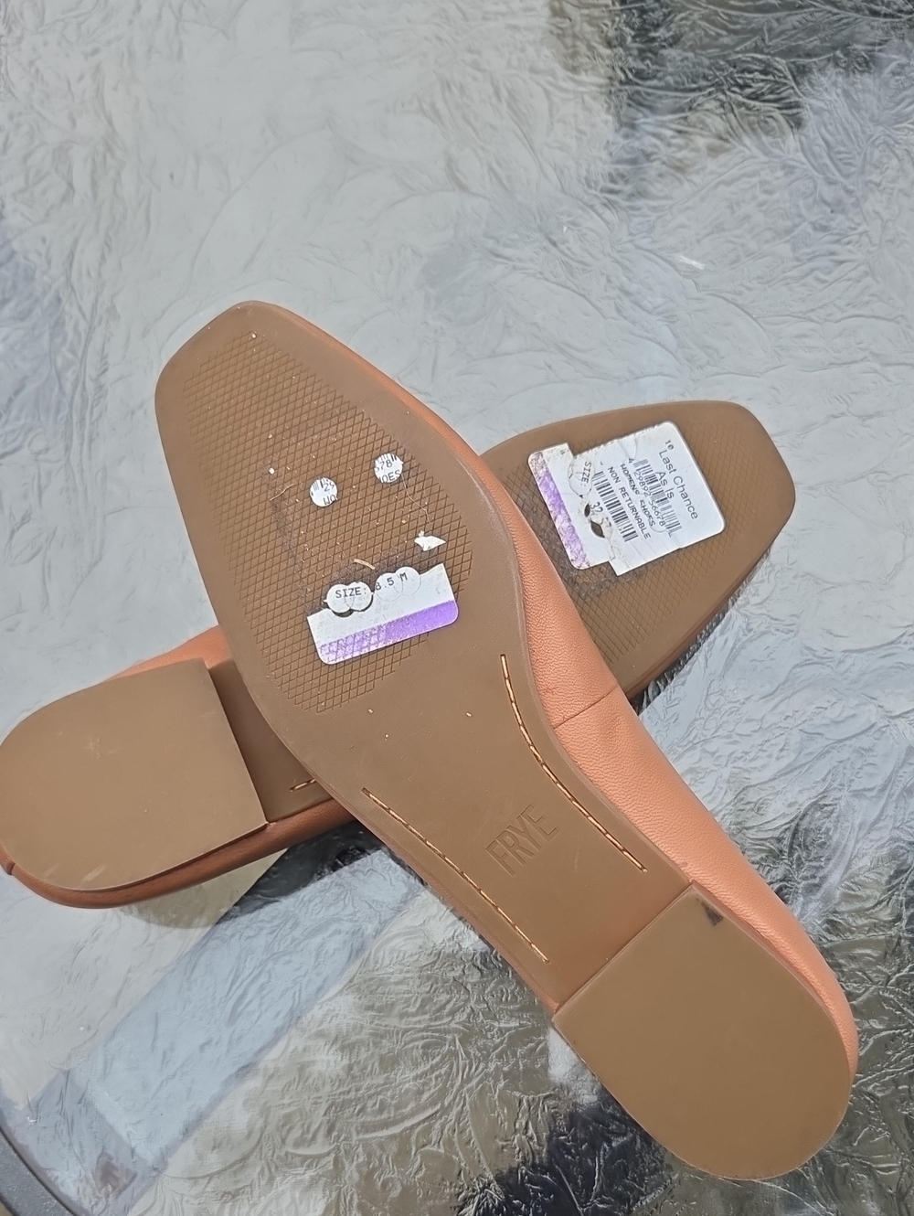 Frye Dana Sweetheart Ballet Flat Cognac Leather Square Toe Slipon Shoes Size 8.5 - Picture 8 of 11